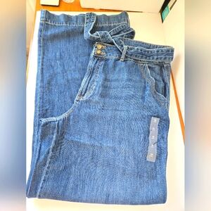Maurice M Jeans Denim High Rise Long Wide Leg Size 18